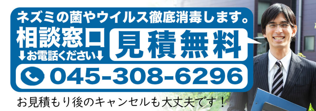 ネズミにかじられた跡が気になったら、病原菌やウイルスの消毒もお任せください。